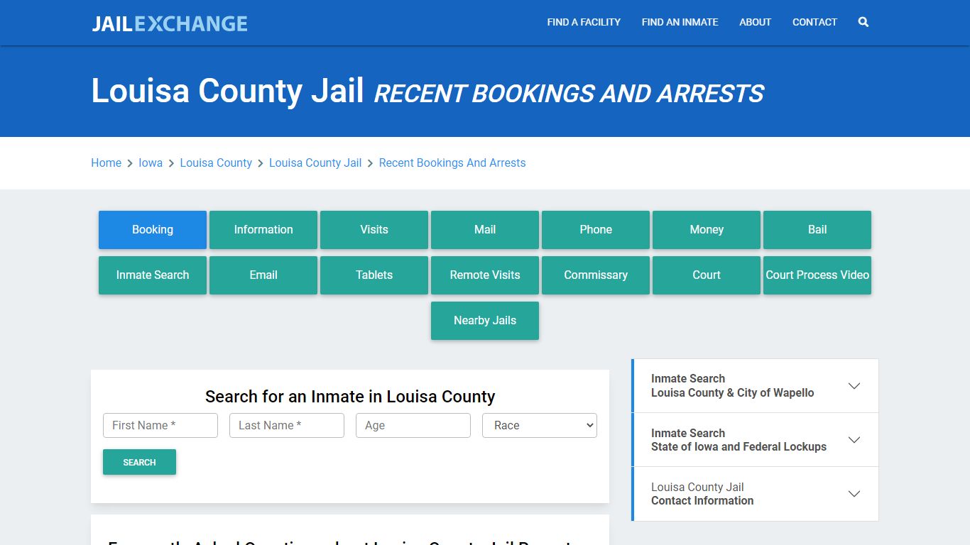 Louisa County Jail IA Recent Arrests and Bookings - Jail Exchange