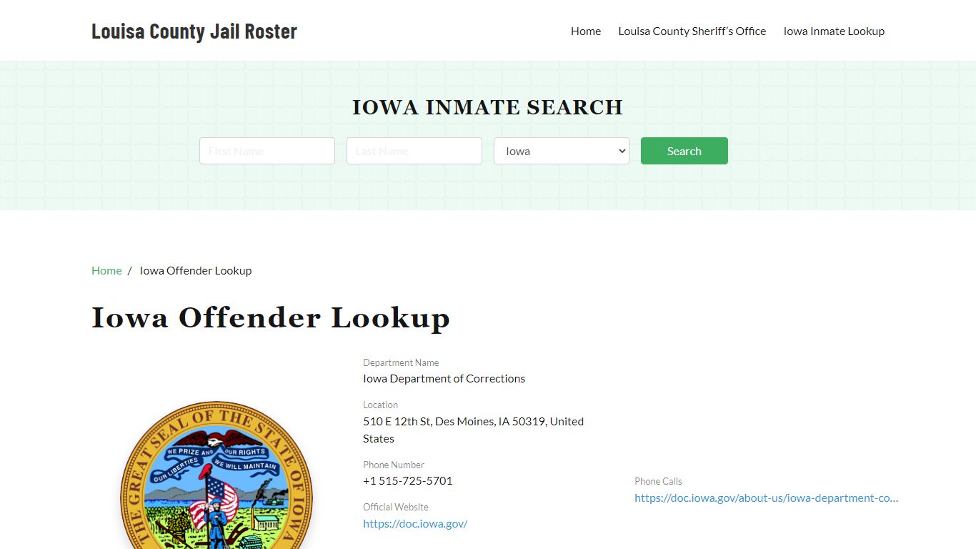 Iowa Inmate Search, Jail Rosters - Louisa County Jail