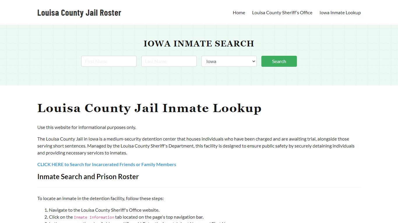 Louisa County Jail Roster Lookup, IA, Inmate Search